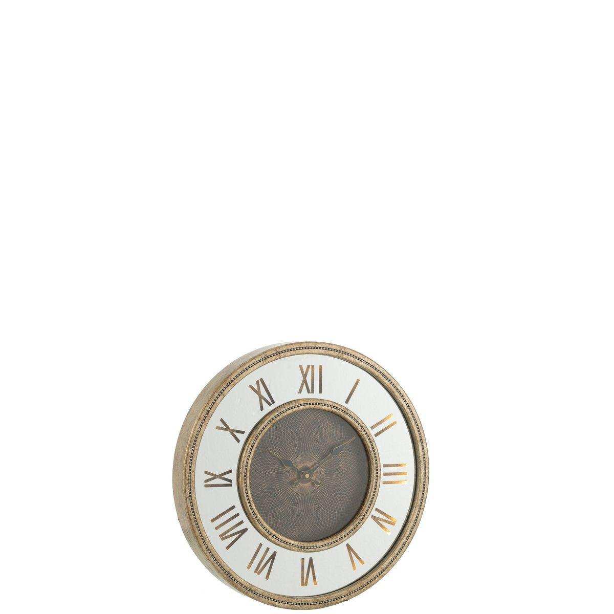 J-Line Uhr mit römischen Ziffern – Holz – Gold – Ø 47 cm – LED – S - HomeDesign Knaus