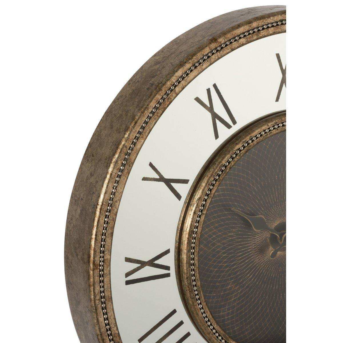 J-Line Uhr mit römischen Ziffern – Holz – Gold – Ø 47 cm – LED – S - HomeDesign Knaus