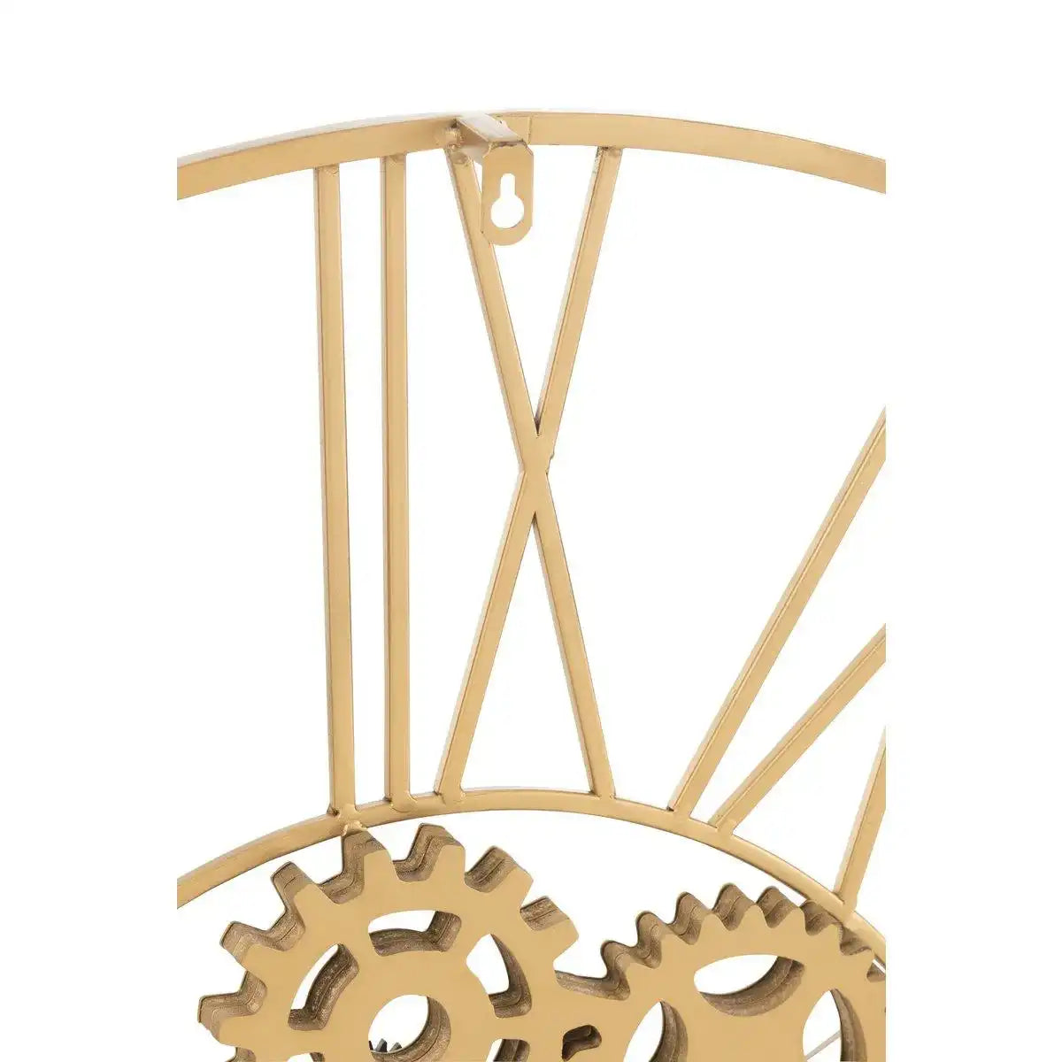 J-Line Uhr mit runden römischen Ziffern und Zahnrädern – Metall – Gold – Ø 80 cm - HomeDesign Knaus