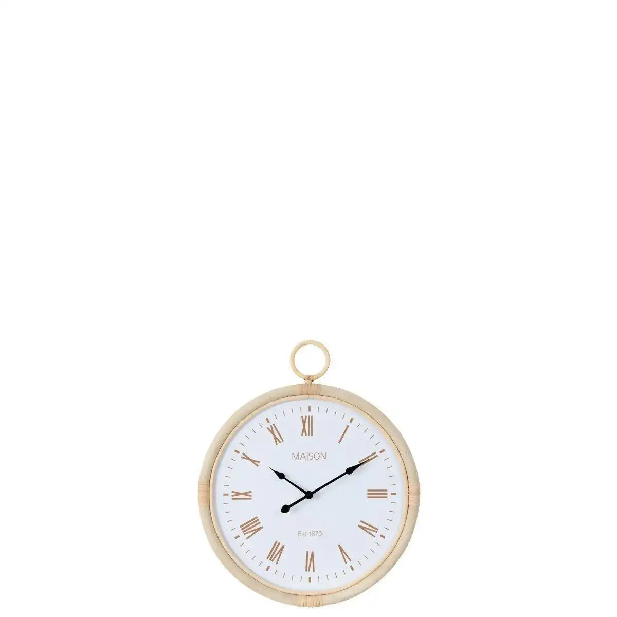 J-Line Uhr Murale Kyr – rotin – natur/weiß – klein - HomeDesign Knaus