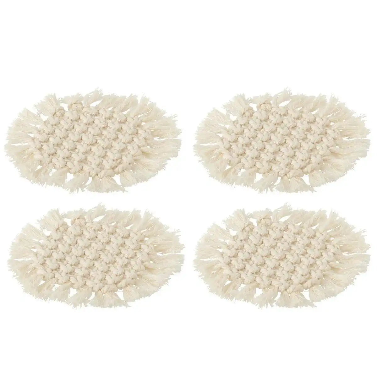 J-Line Untersetzer Round Macramé - Polyester - Beige - - HomeDesign Knaus