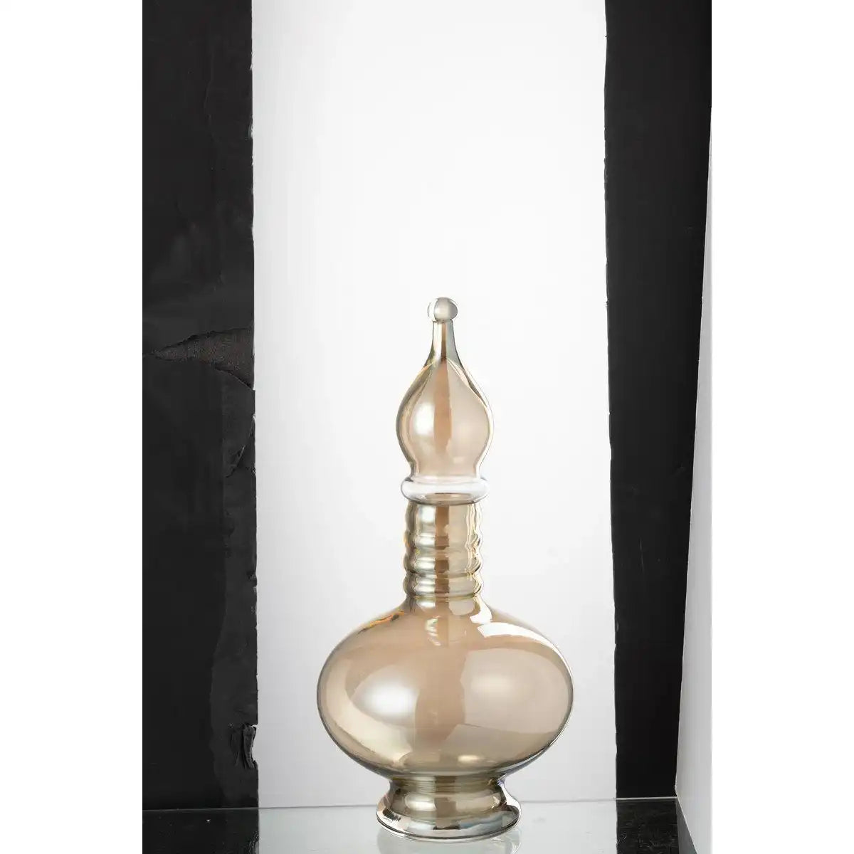 J-Line Vaas+Stop Flesje Deco Joey Glas Beige Large - HomeDesign Knaus