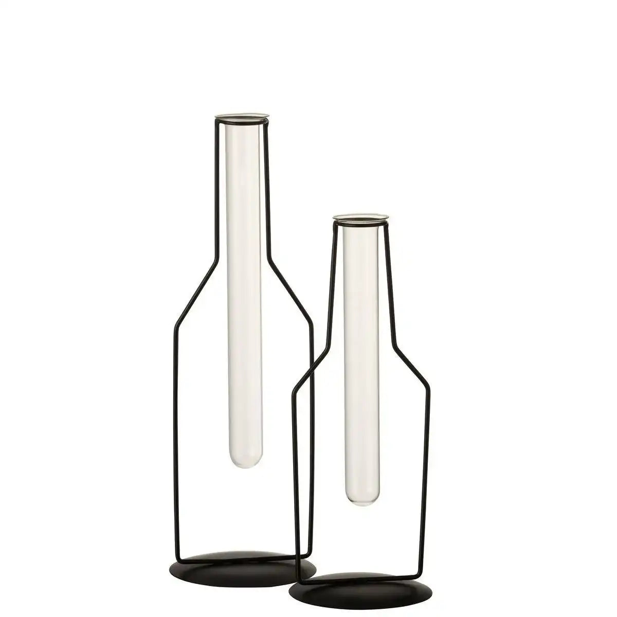 J-Line Vase 1 Tube Bottle – Metall/Glas – Schwarz – groß – 33,00 cm hoch - HomeDesign Knaus