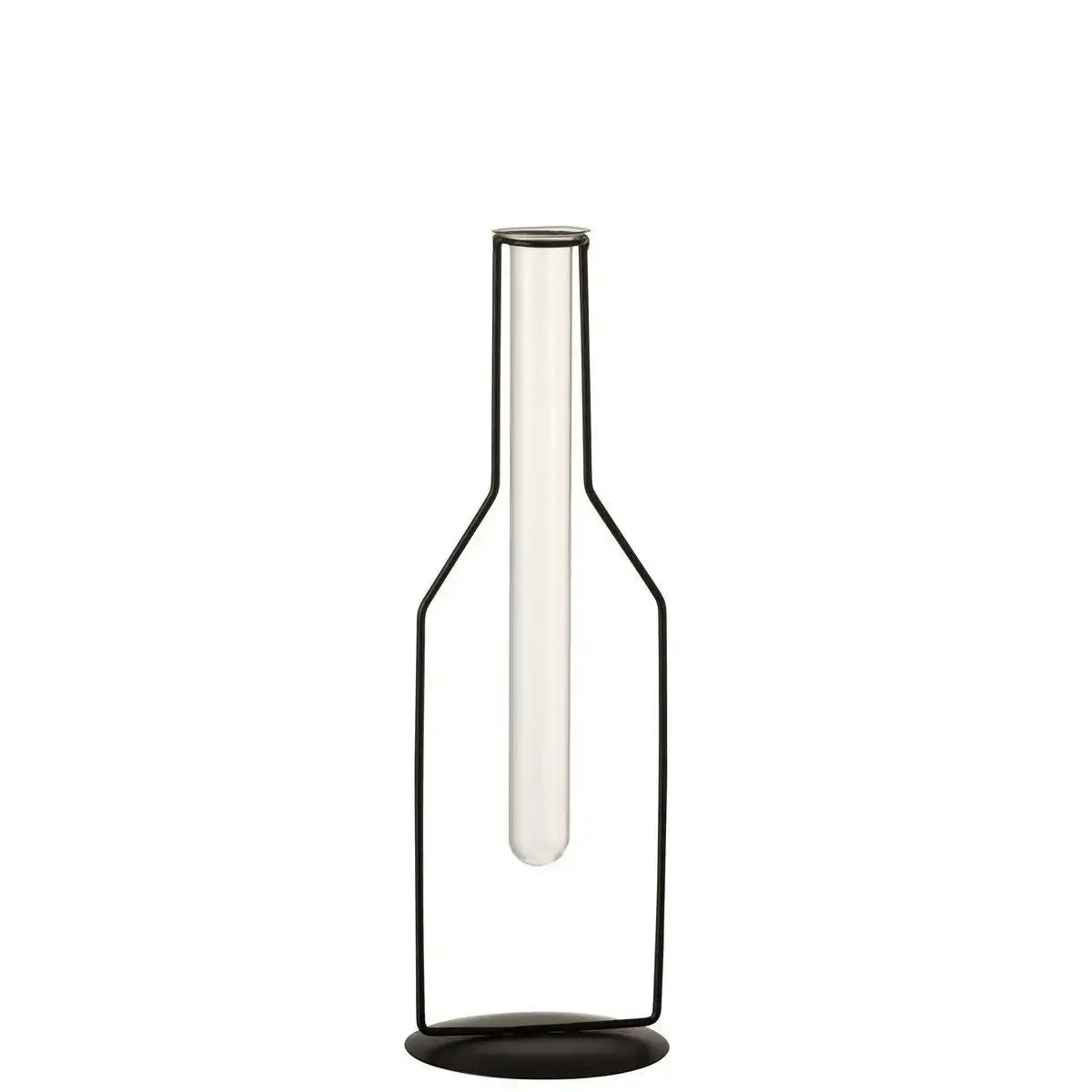 J-Line Vase 1 Tube Bottle – Metall/Glas – Schwarz – groß – 33,00 cm hoch - HomeDesign Knaus