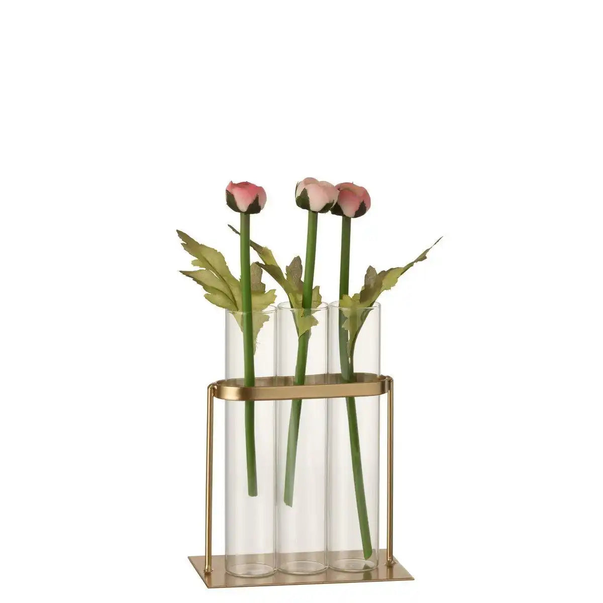 J-Line Vase 3 Tubes - Metall/Glas - Gold - 11,00 cm hoch - HomeDesign Knaus