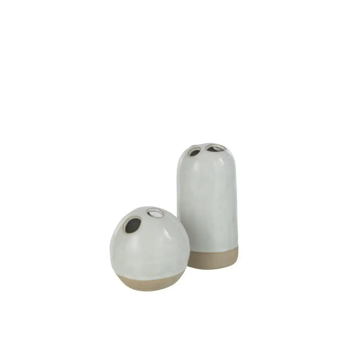 J-Line Vase 4 Löcher - Porzellan - Weiß/Beige - HomeDesign Knaus