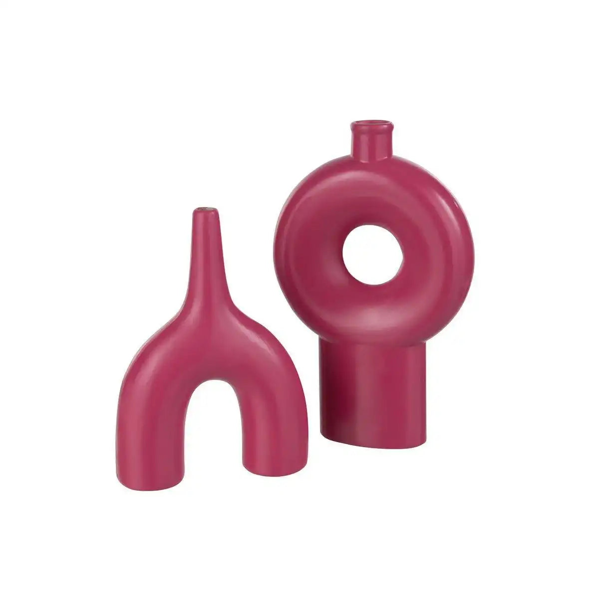 J-Line Vase Abstract – Porzellan Glossy – Fuchsia – groß - HomeDesign Knaus