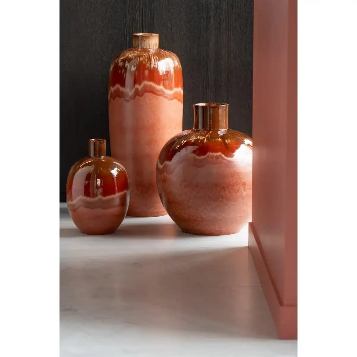 J-Line Vase Aline - Keramik - Rot - Groß - HomeDesign Knaus