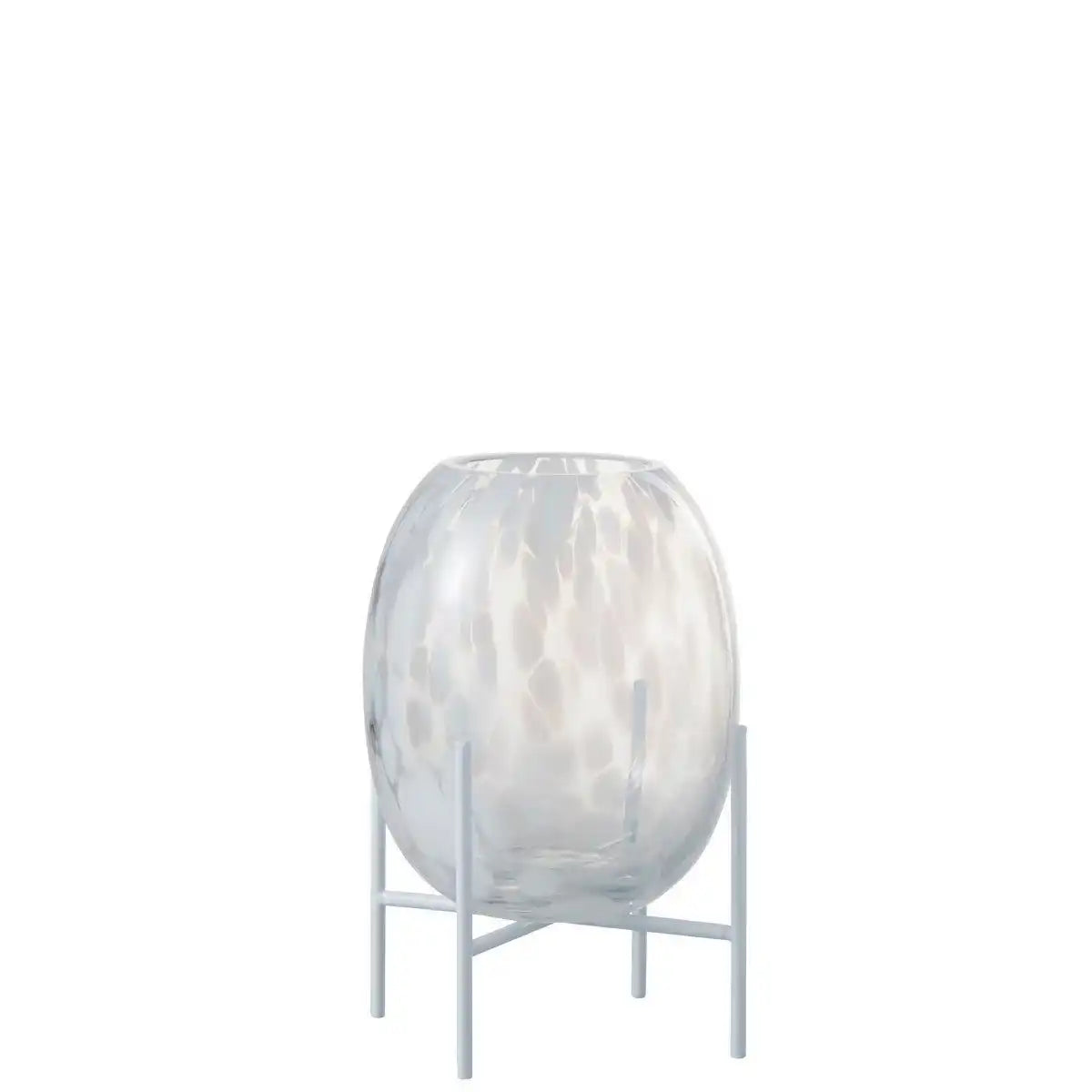 J-Line Vase auf Fuß Dot - Glas - transparent/weiß - klein - HomeDesign Knaus