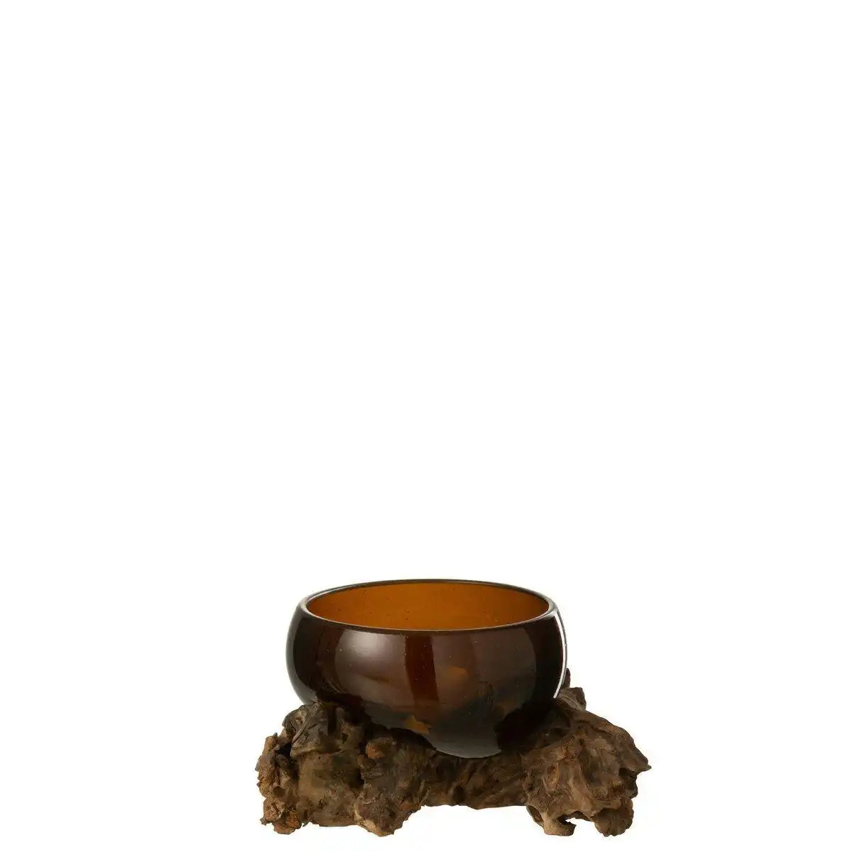 J-Line Vase auf Fuß Gamal Holz/Recyclingglas Natur/Braun Klein - HomeDesign Knaus