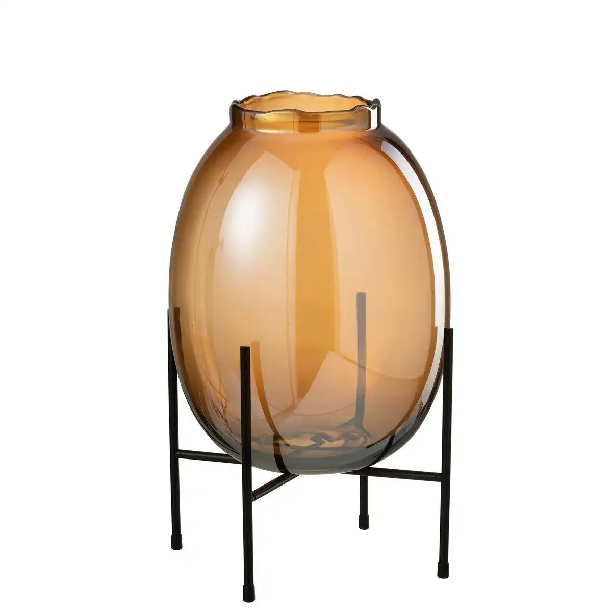J-Line Vase auf Fuß - Glas - Braun - Groß - HomeDesign Knaus