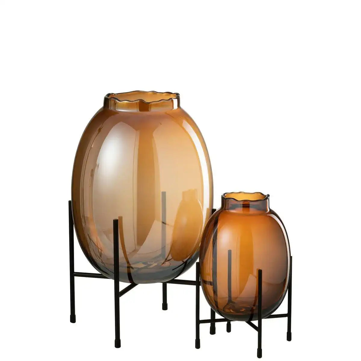 J-Line Vase auf Fuß - Glas - Braun - Groß - HomeDesign Knaus