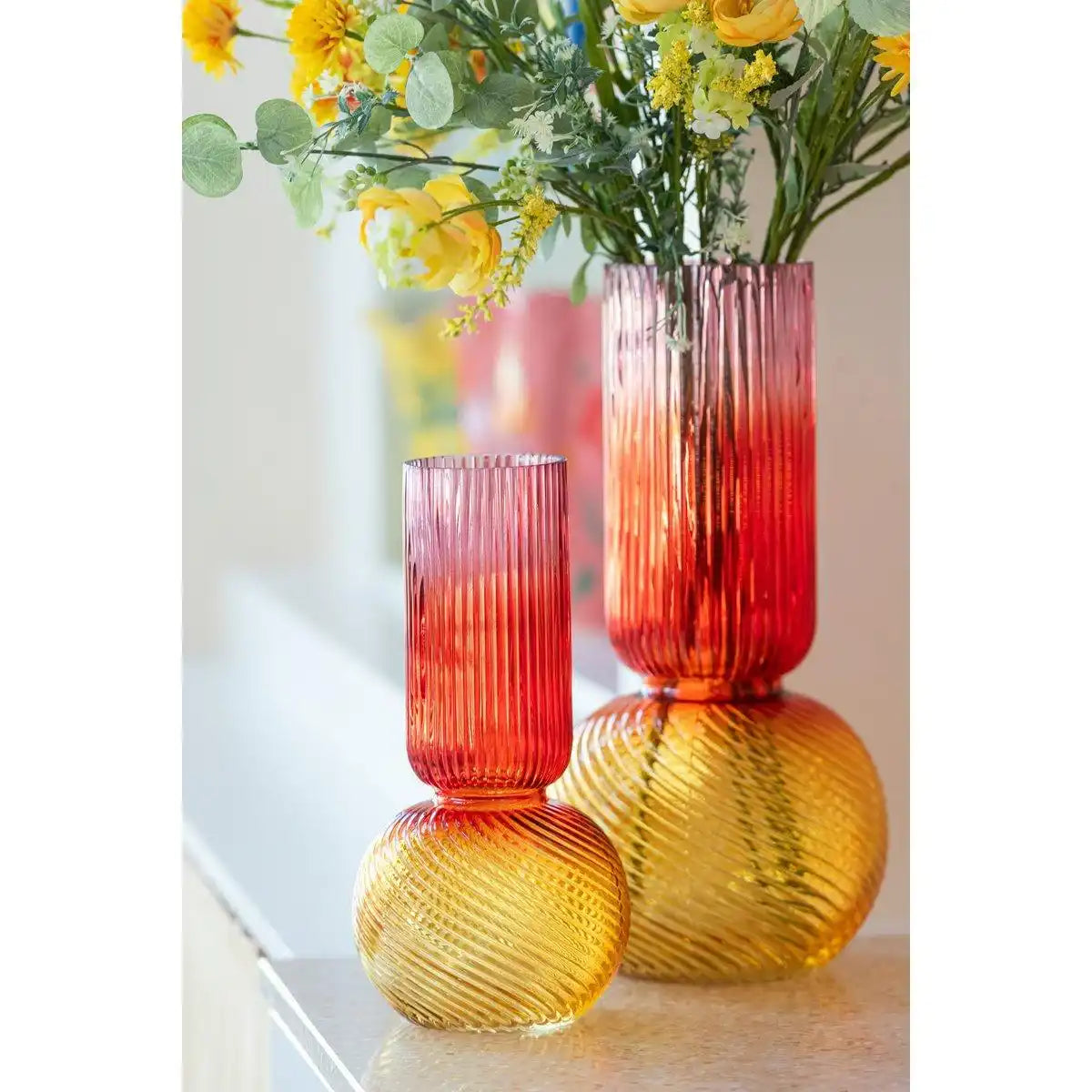 J-Line Vase Aurora Glas Rot/Gelb Klein - HomeDesign Knaus