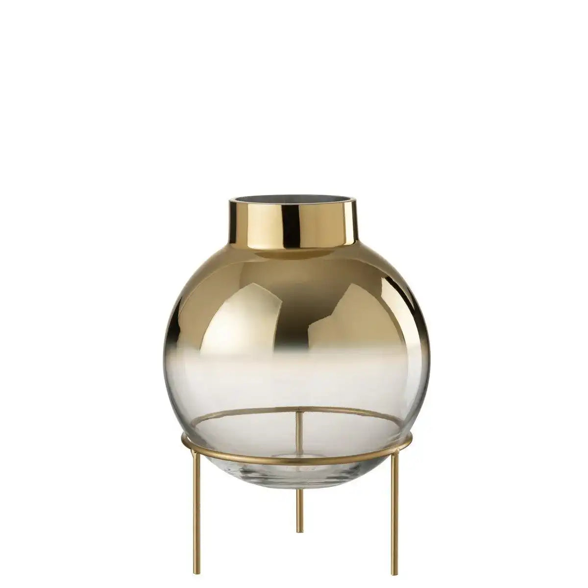 J-Line Vase Ball On Foot - Glas - Gold/Transparent - HomeDesign Knaus