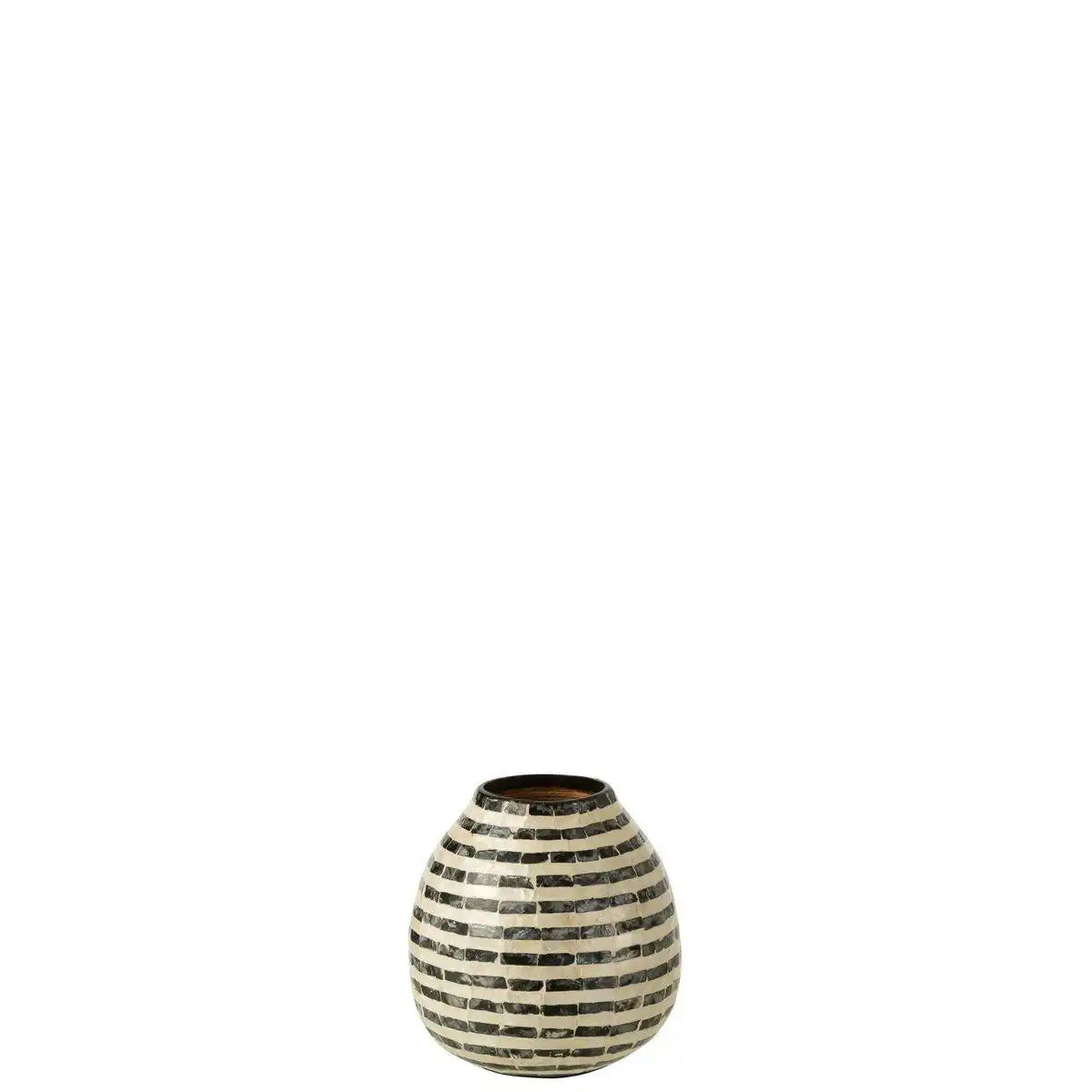 J-Line Vase Ball Stripes - Muscheln/Bambus - Schwarz/Weiß - HomeDesign Knaus