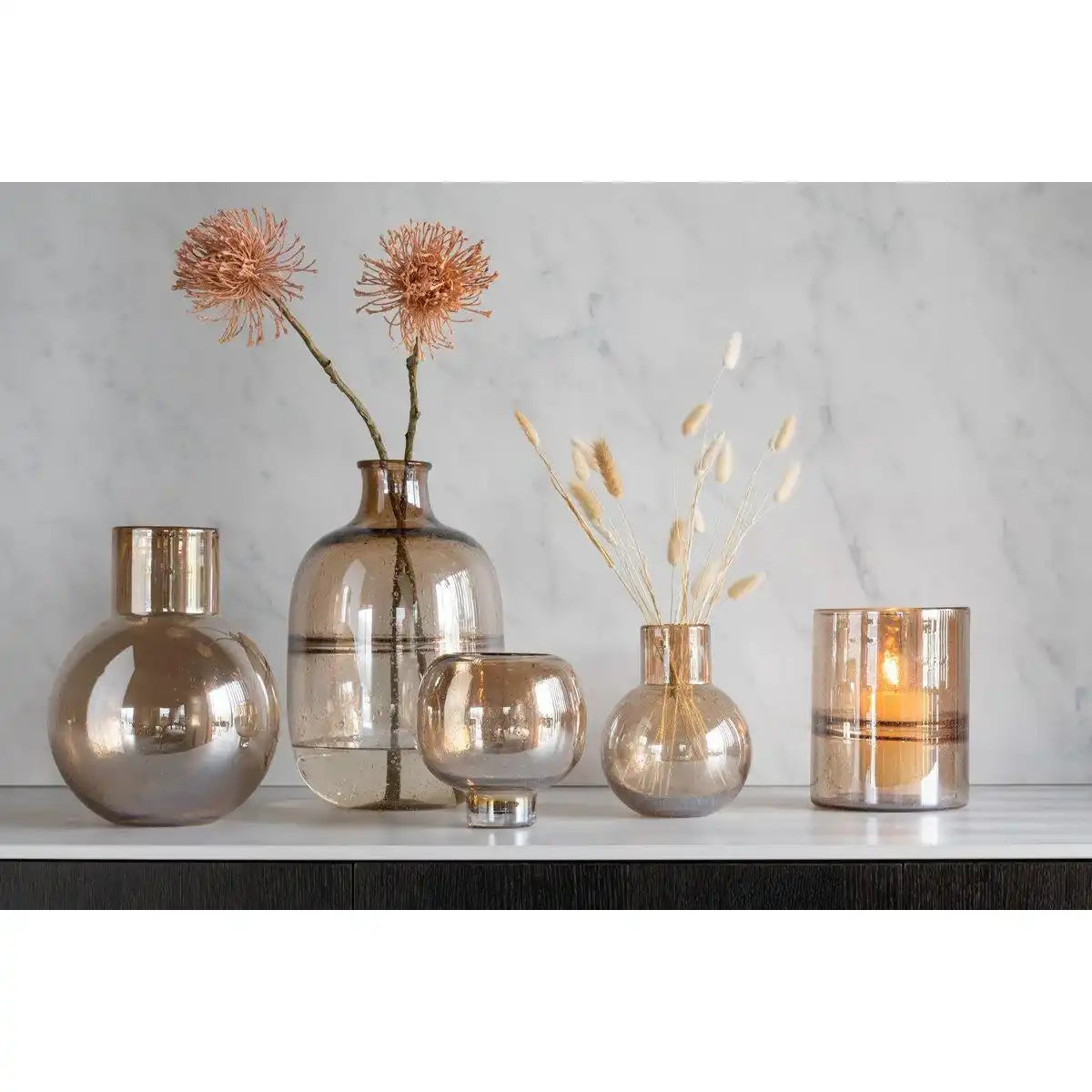 J-Line Vase Ball With Neck – Glas – Bernstein – groß - HomeDesign Knaus