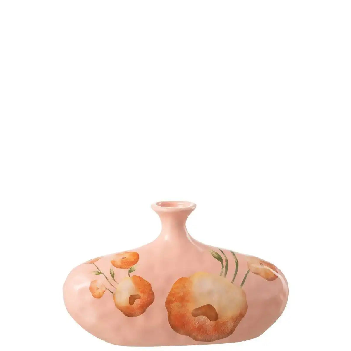 J-Line Vase Blumenflasche breit Keramik Lachs/Orange – 15,00 cm hoch - HomeDesign Knaus