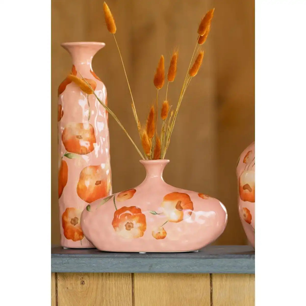 J-Line Vase Blumenflasche breit Keramik Lachs/Orange – 15,00 cm hoch - HomeDesign Knaus