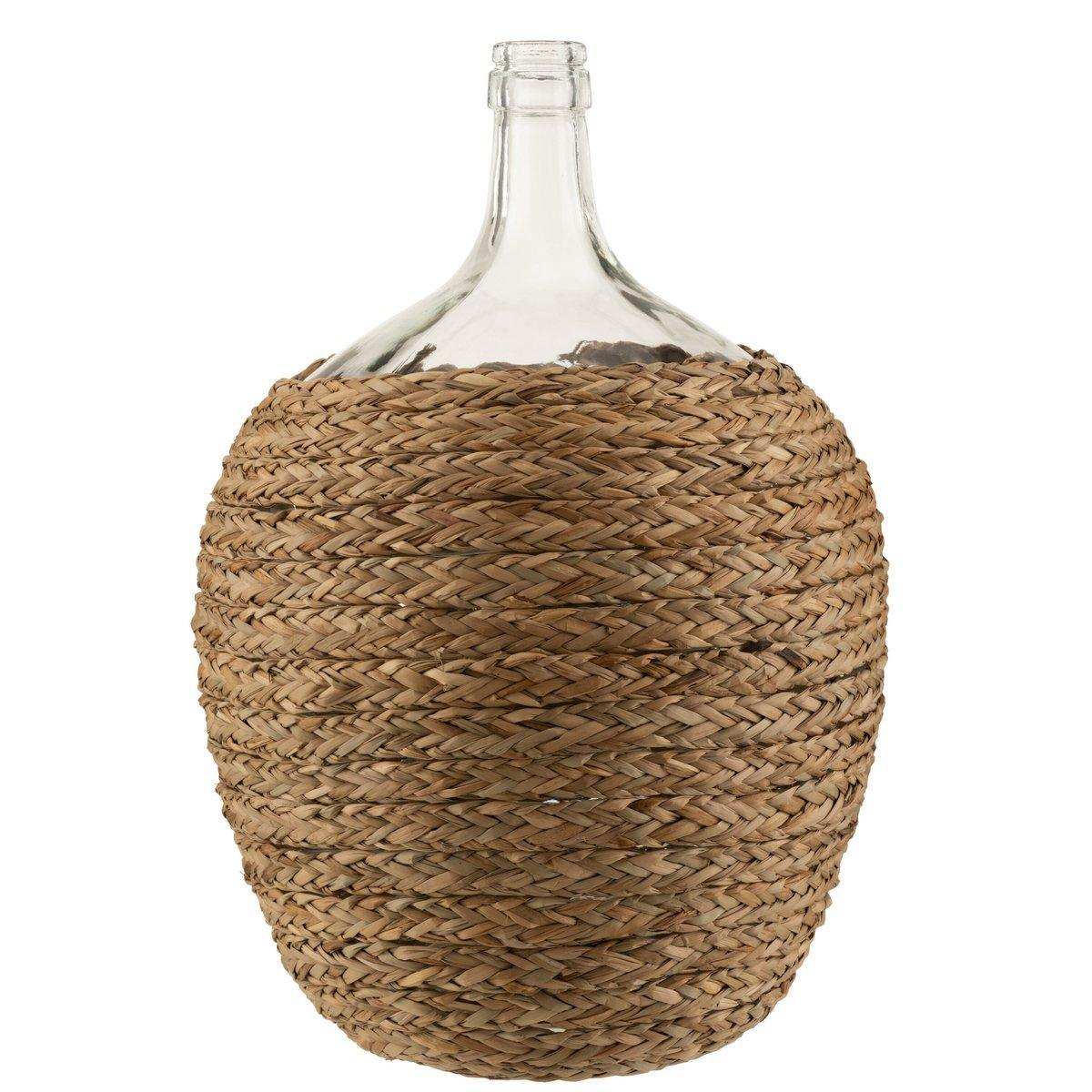 J-Line Vase Bottle Covered – Gras/Glas – Natur – groß – 53 cm hoch - HomeDesign Knaus