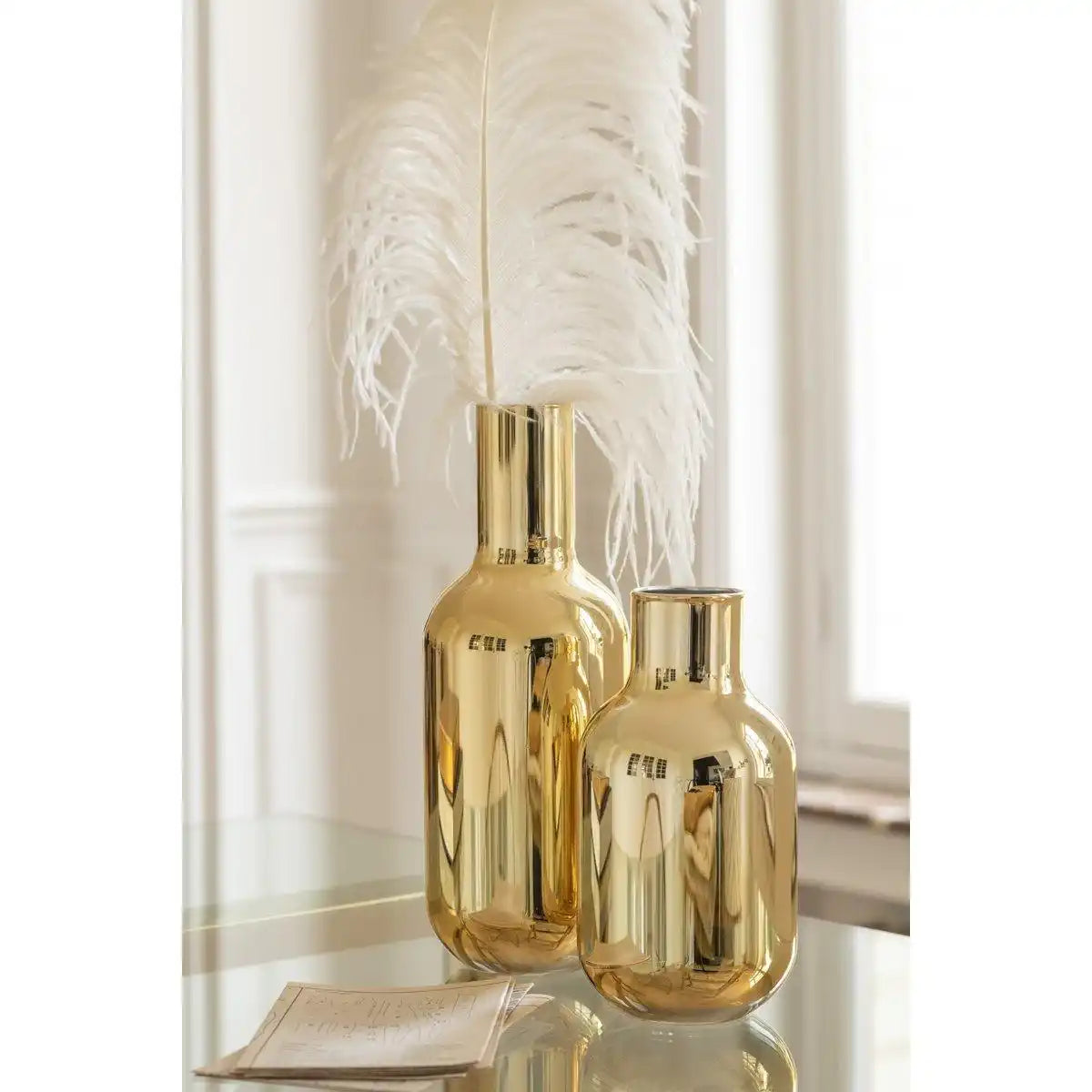 J-Line Vase Bottle Decorative – Glas – Gold – groß - HomeDesign Knaus