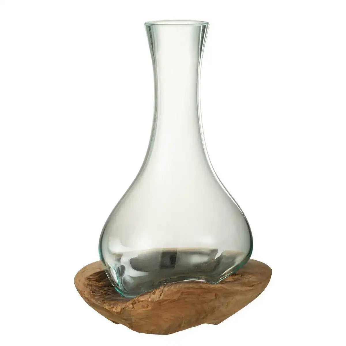 J-Line Vase Bottle Gamal Holz/Glas Natur/Transparent Groß - HomeDesign Knaus