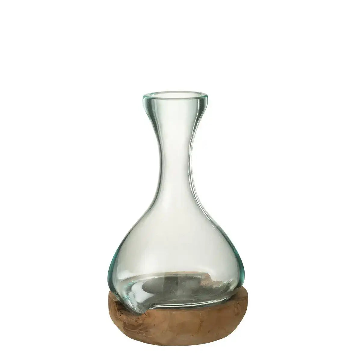 J-Line Vase Bottle Gamal Holz/Glas Natur/Transparent Klein - HomeDesign Knaus