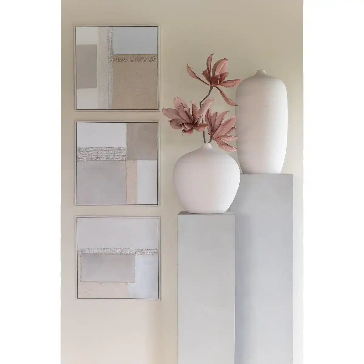 J-Line Vase Cassia Oval Clay Weiß - HomeDesign Knaus