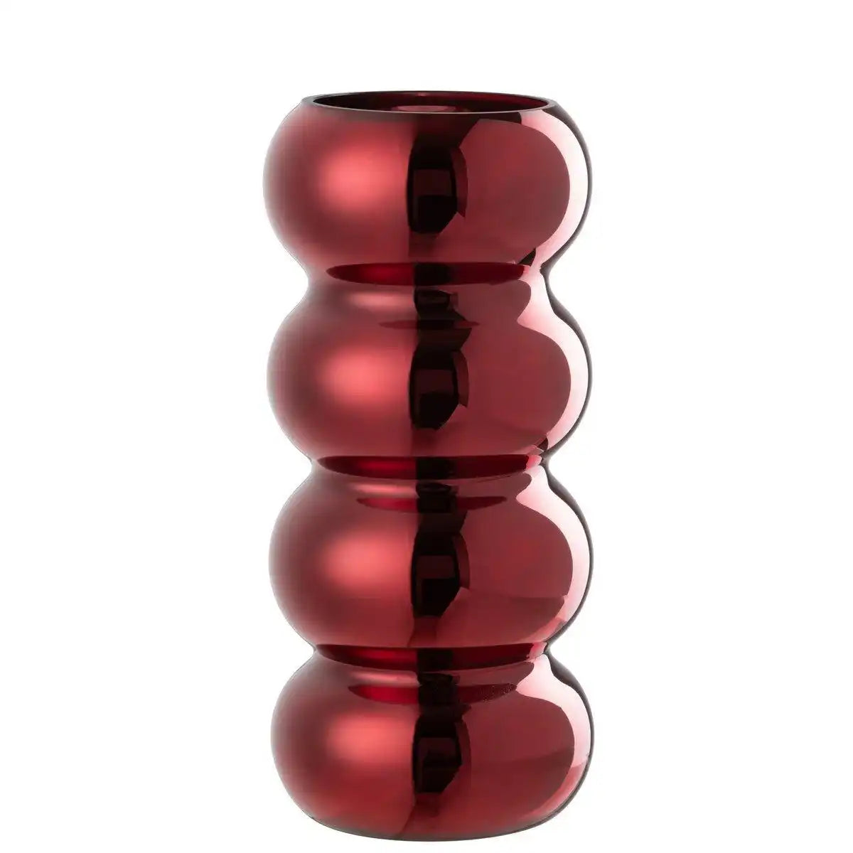 J-Line Vase Caterpillar Glas Dunkelrot - HomeDesign Knaus