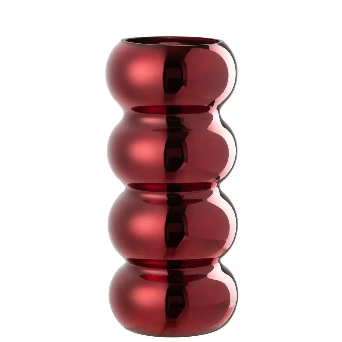 J-Line Vase Caterpillar Glas Dunkelrot - HomeDesign Knaus