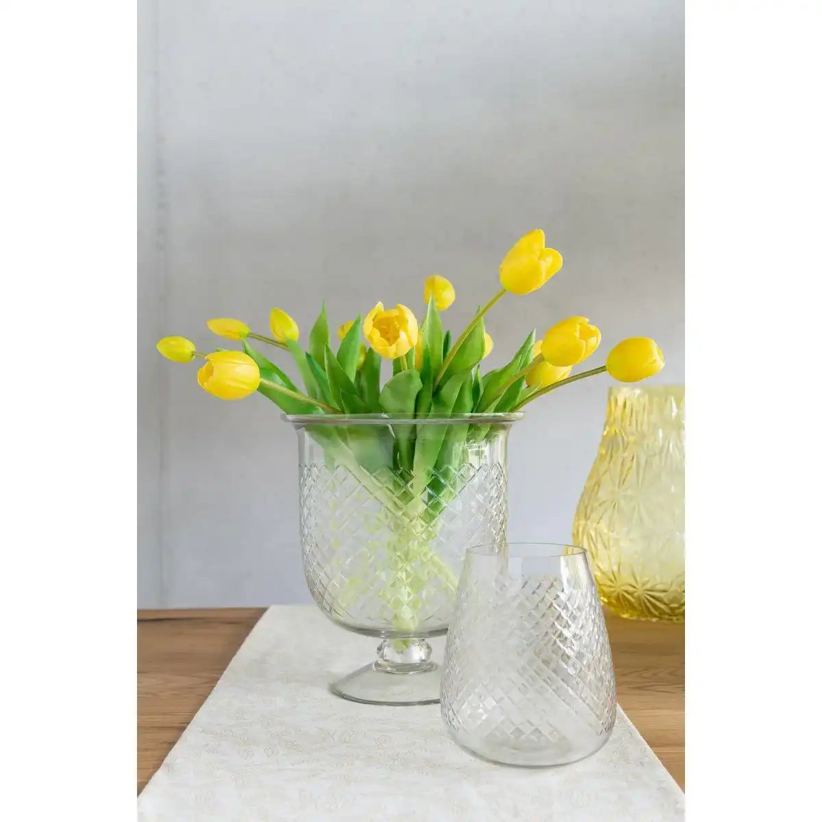 J-Line Vase Checkered Base – Glas – transparent – groß - HomeDesign Knaus