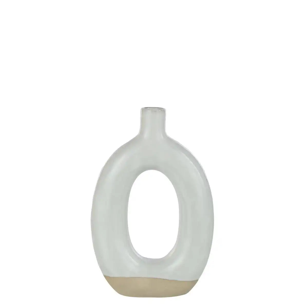 J-Line Vase Circle Porzellan Weiß/Beige Groß - HomeDesign Knaus
