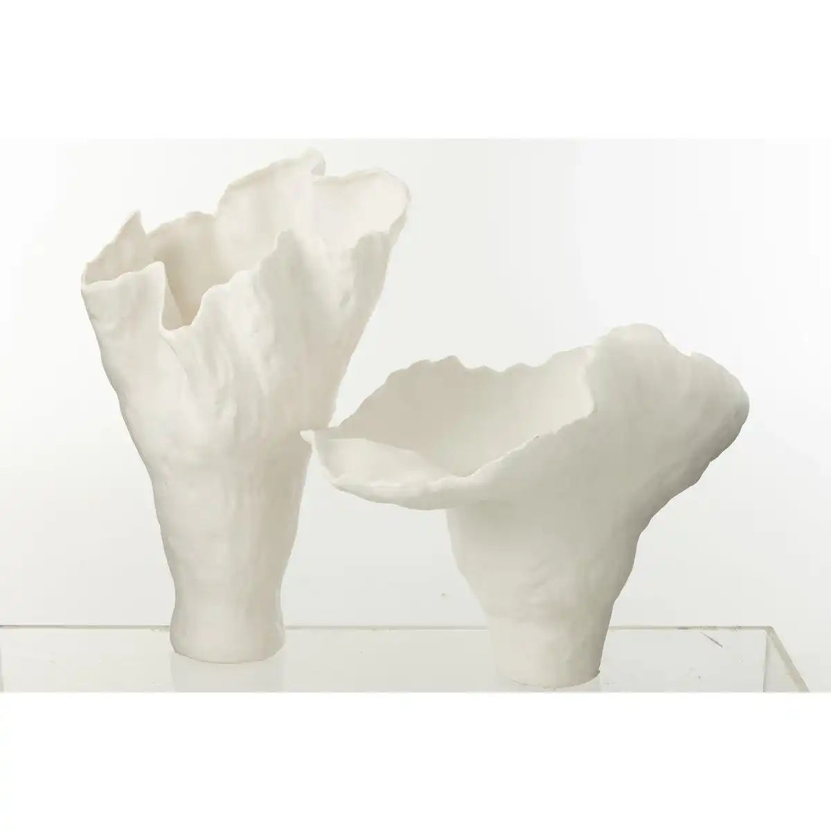 J-Line Vase corolla Rassen Keramik Weiß - HomeDesign Knaus