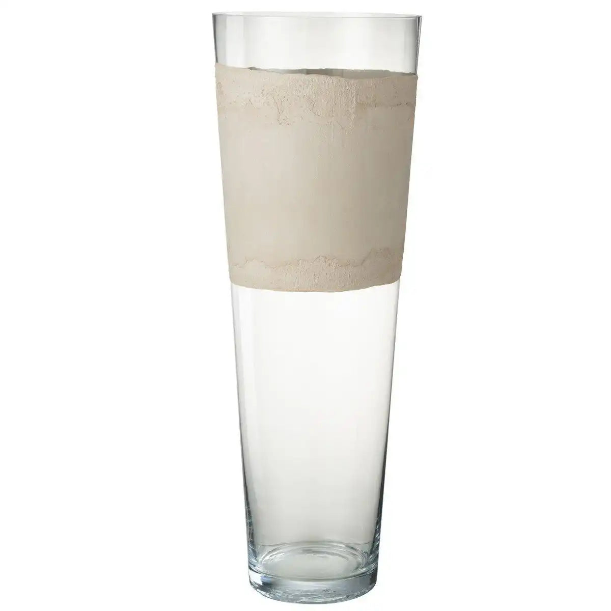 J-Line Vase Delph - Glas - transparent/beige - extra groß - HomeDesign Knaus