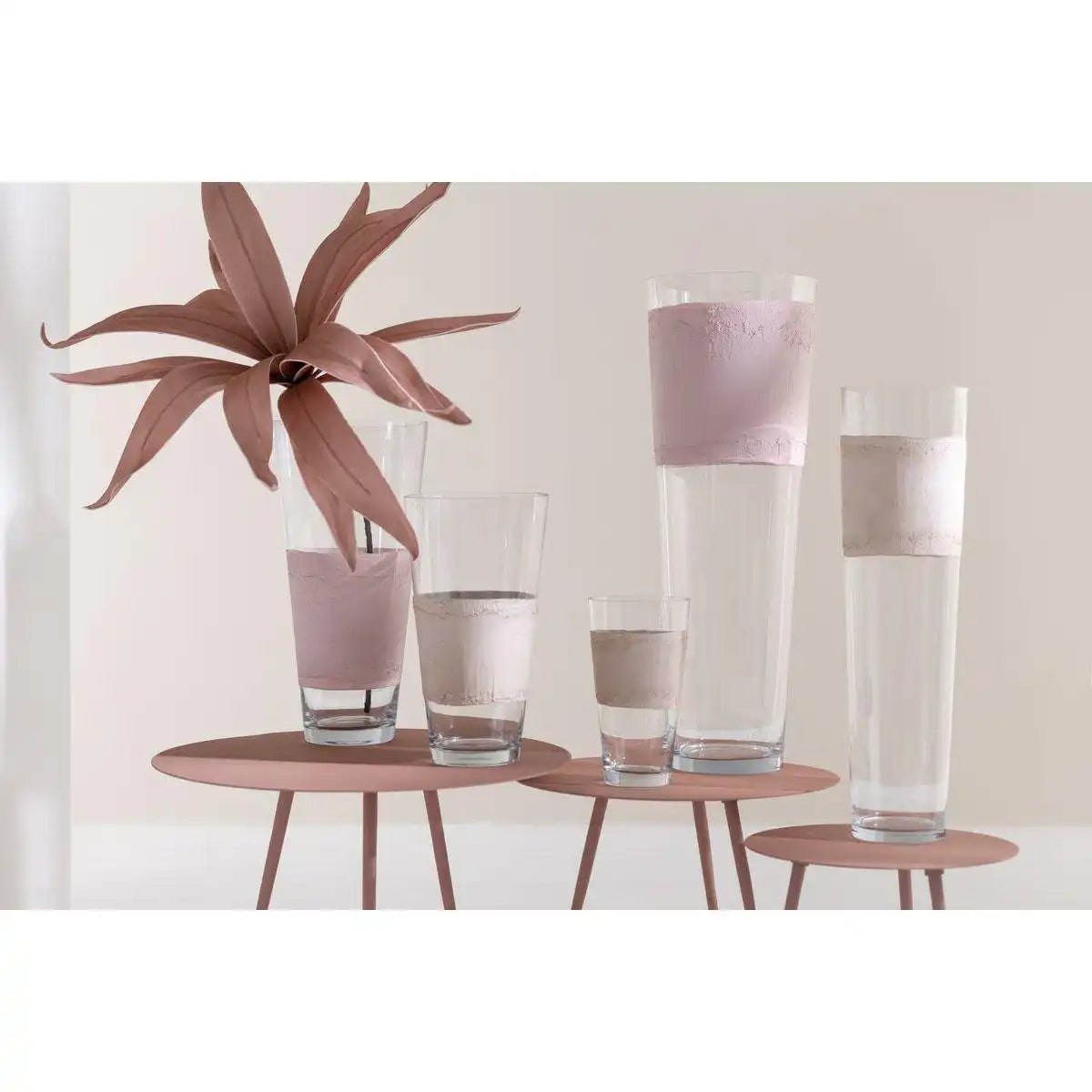 J-Line Vase Delph - Glas - transparent/hellrosa - extra groß - HomeDesign Knaus