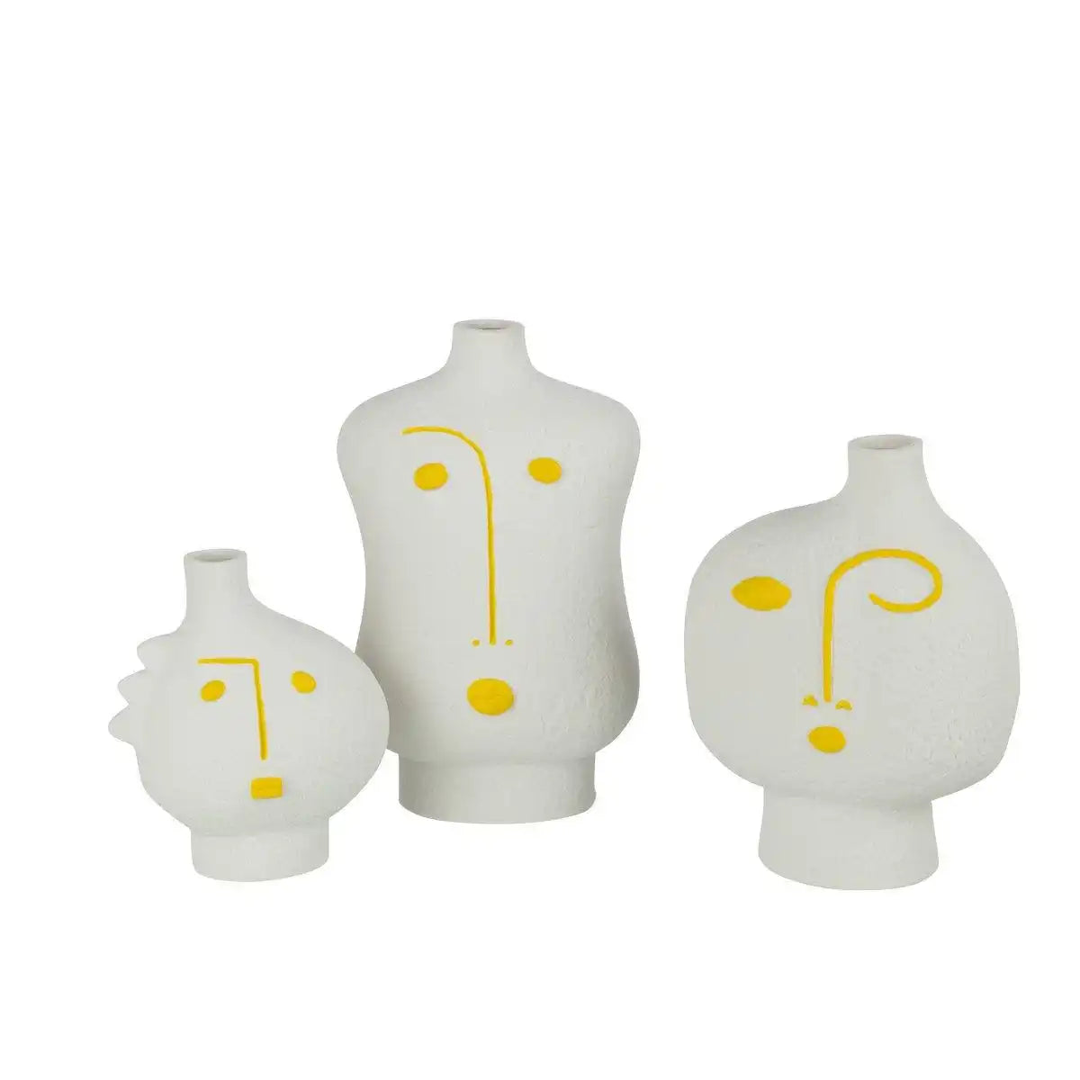 J -Line Vase Face Abstract - Porzellan - Gelb/Weiß - HomeDesign Knaus