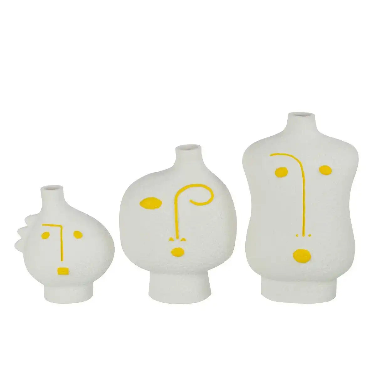 J -Line Vase Face Abstract - Porzellan - Gelb/Weiß - HomeDesign Knaus