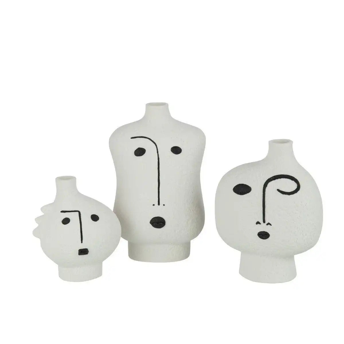 J-Line Vase Face Abstract - Porzellan - Schwarz/Weiß - 3 Stück - HomeDesign Knaus