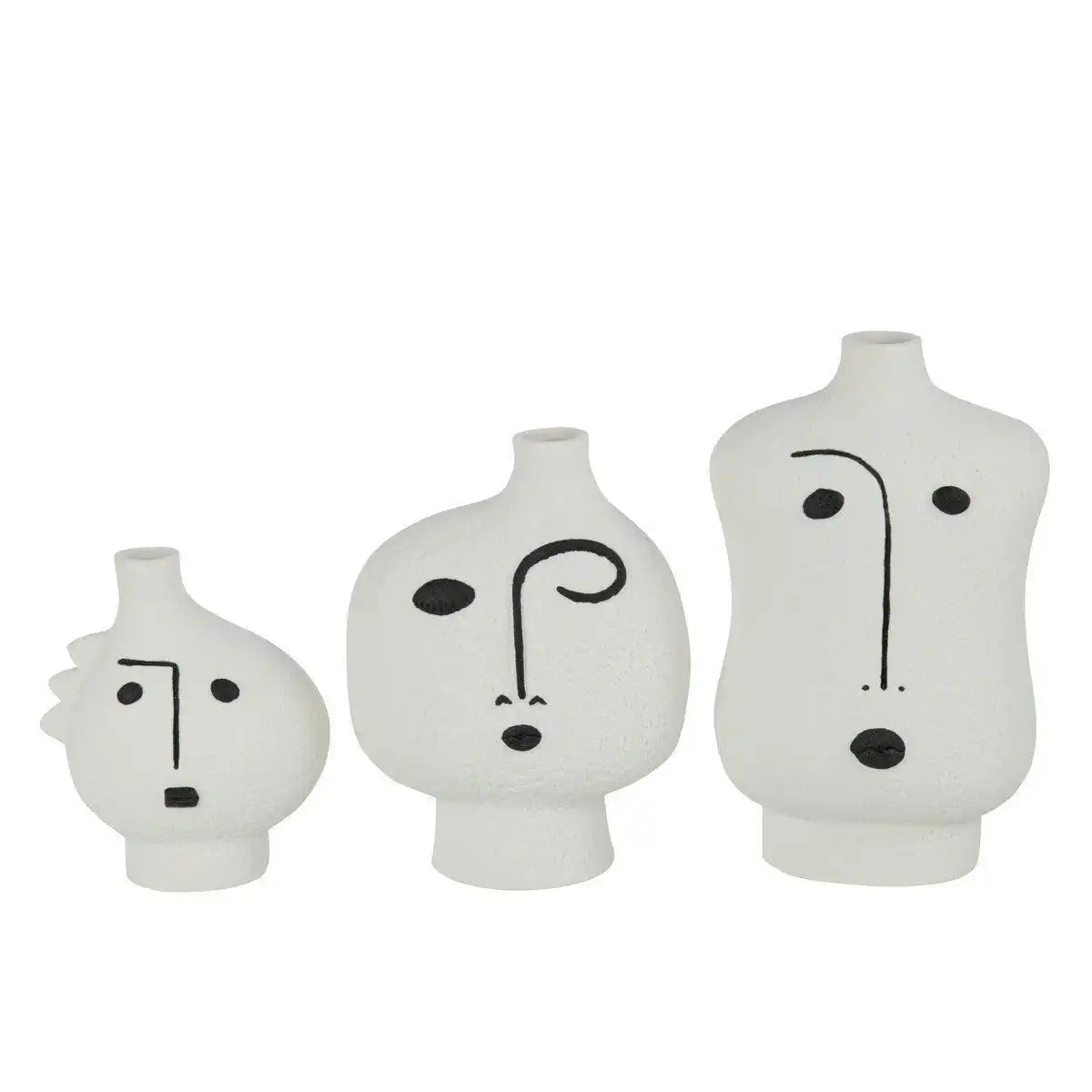 J-Line Vase Face Abstract - Porzellan - Schwarz/Weiß - 3 Stück - HomeDesign Knaus
