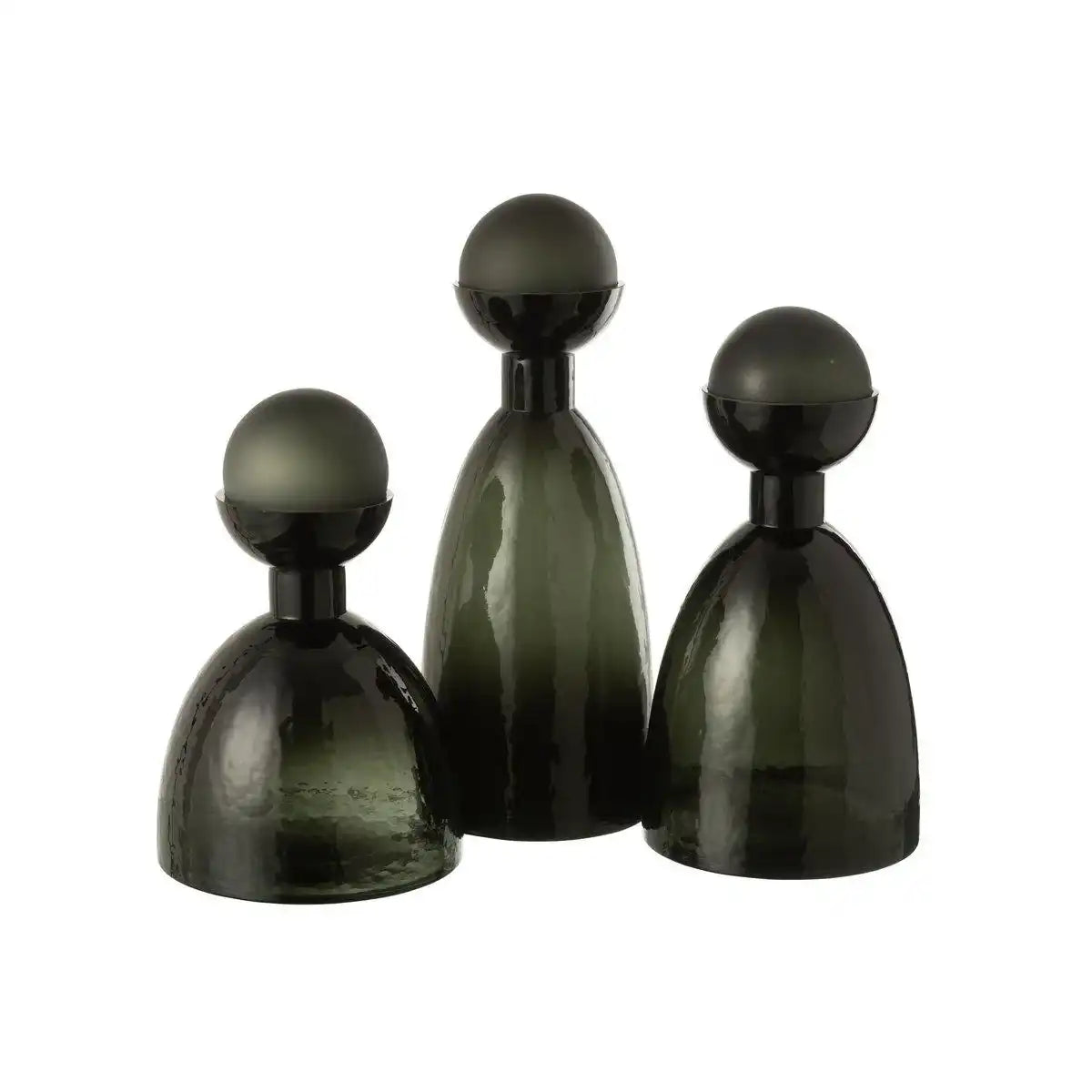 J-Line Vase Flasche + Deckel Adria Glas Dunkelgrün Groß - HomeDesign Knaus