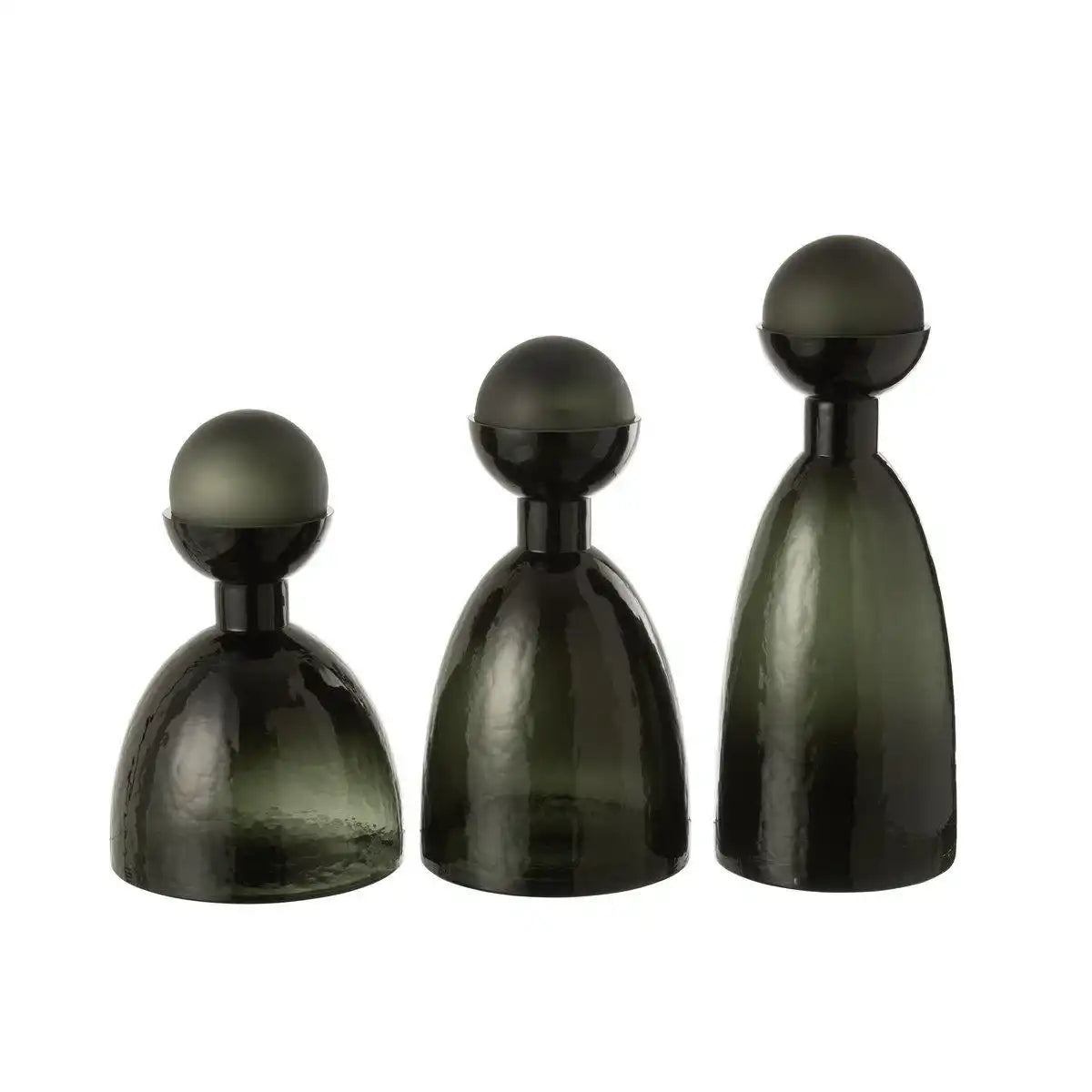 J-Line Vase Flasche + Deckel Adria Glas Dunkelgrün Groß - HomeDesign Knaus