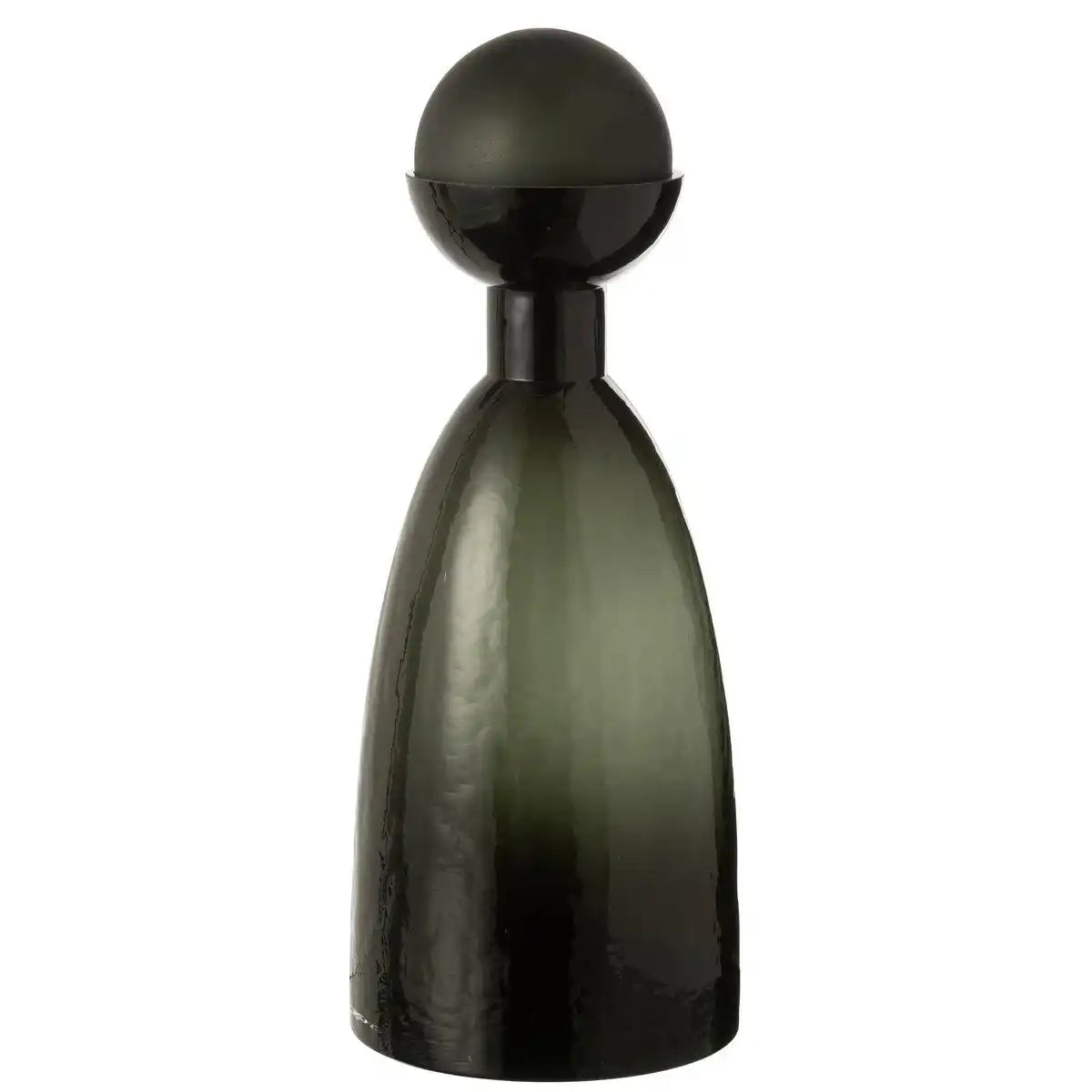 J-Line Vase Flasche + Deckel Adria Glas Dunkelgrün Groß - HomeDesign Knaus