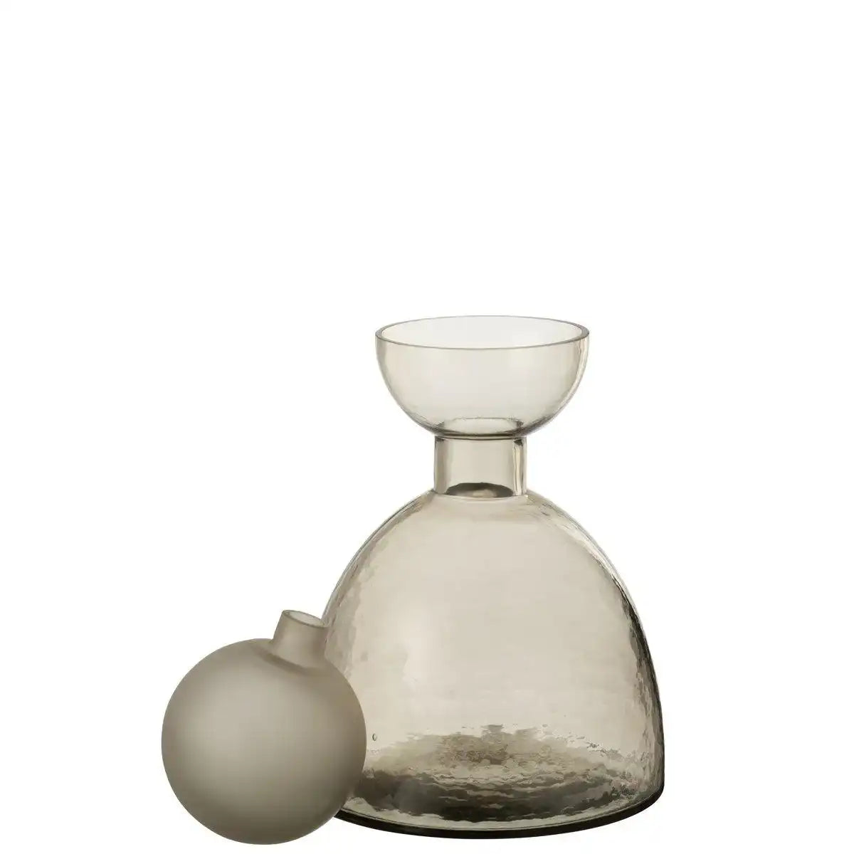 J-Line Vase Flasche+Kappe Yara Glas Greige Klein - HomeDesign Knaus