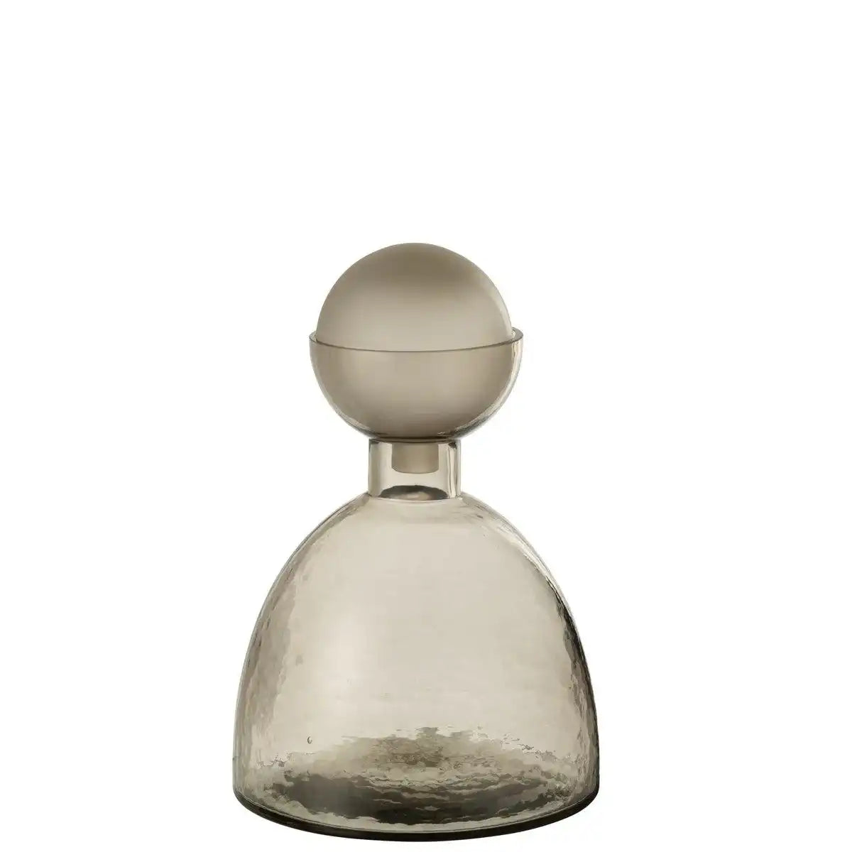 J-Line Vase Flasche+Kappe Yara Glas Greige Klein - HomeDesign Knaus