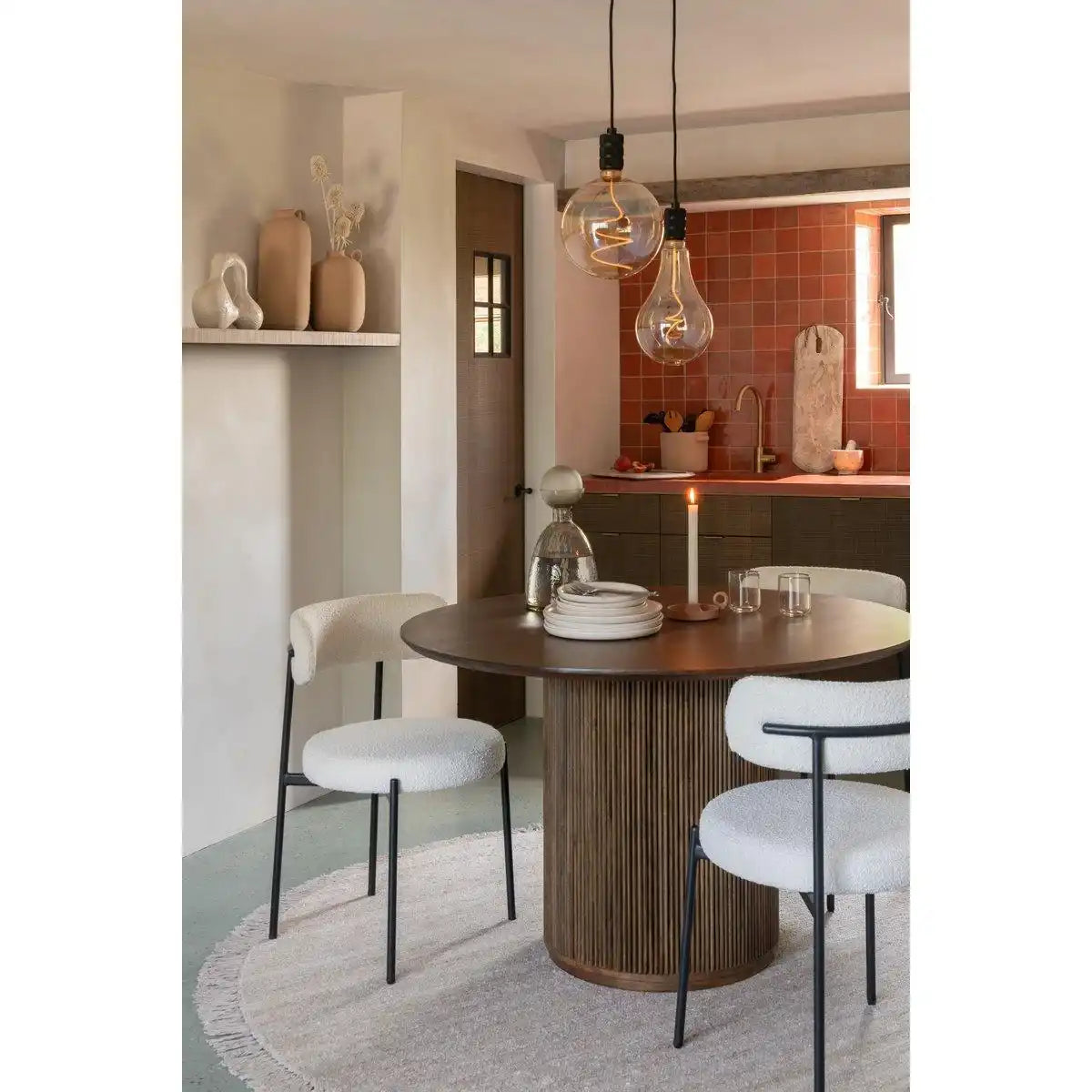 J-Line Vase Flasche + Verschluss Yara Glas Greige Medium - HomeDesign Knaus