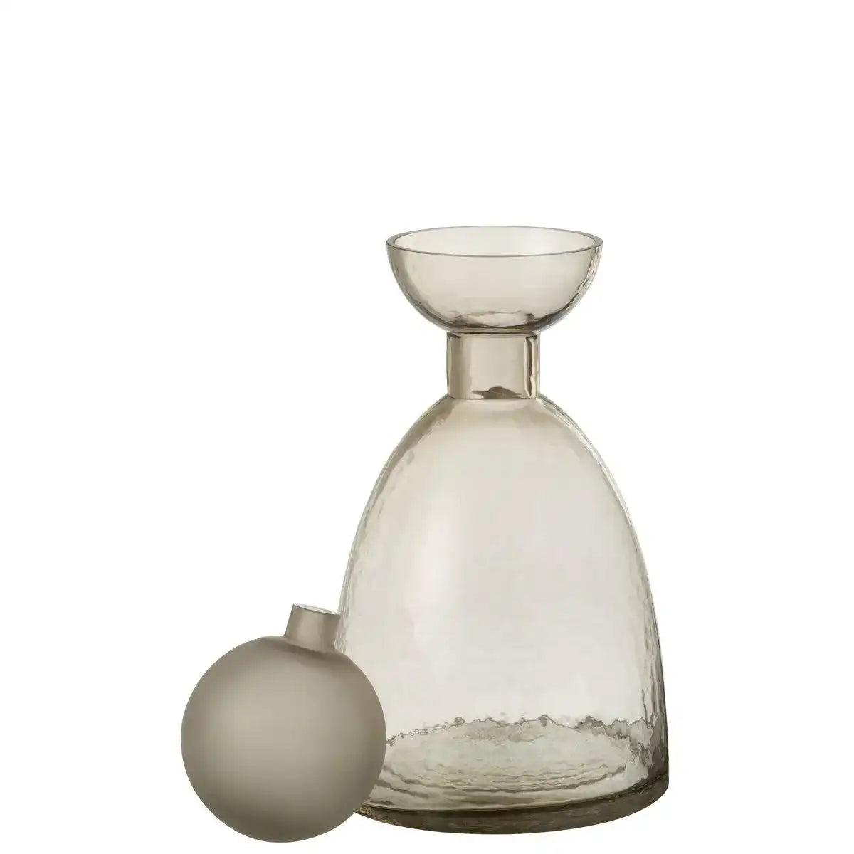 J-Line Vase Flasche + Verschluss Yara Glas Greige Medium - HomeDesign Knaus