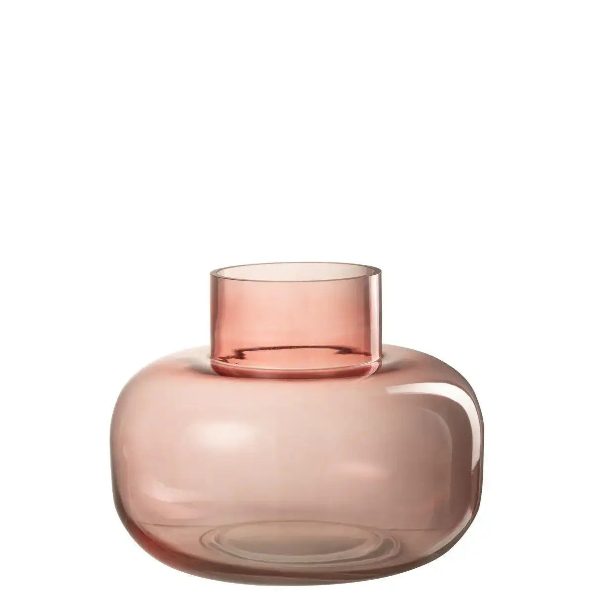 J-Line Vase Flat Round - Glas - Rosa - 20,00 cm hoch - HomeDesign Knaus