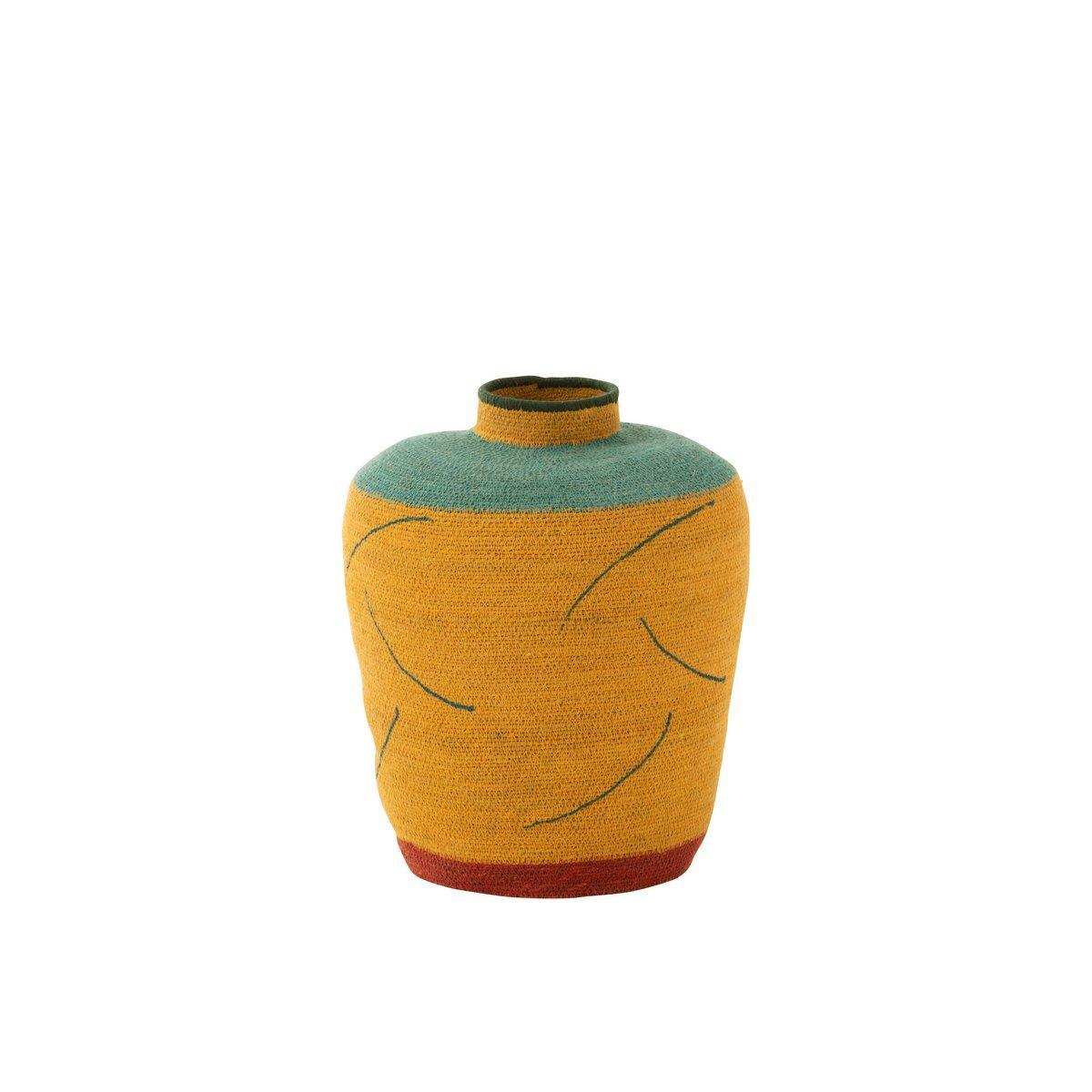 J-Line Vase Große Streifen+Kurven Seegras Gelb/Blau - HomeDesign Knaus