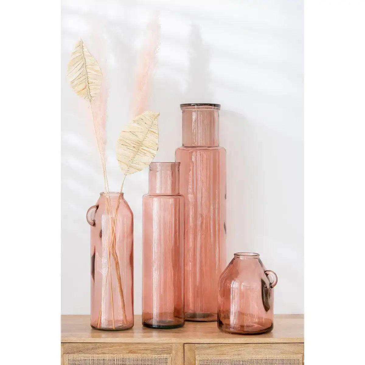 J-Line Vase Henkel Zylinder – Glas – hellrosa – groß - HomeDesign Knaus