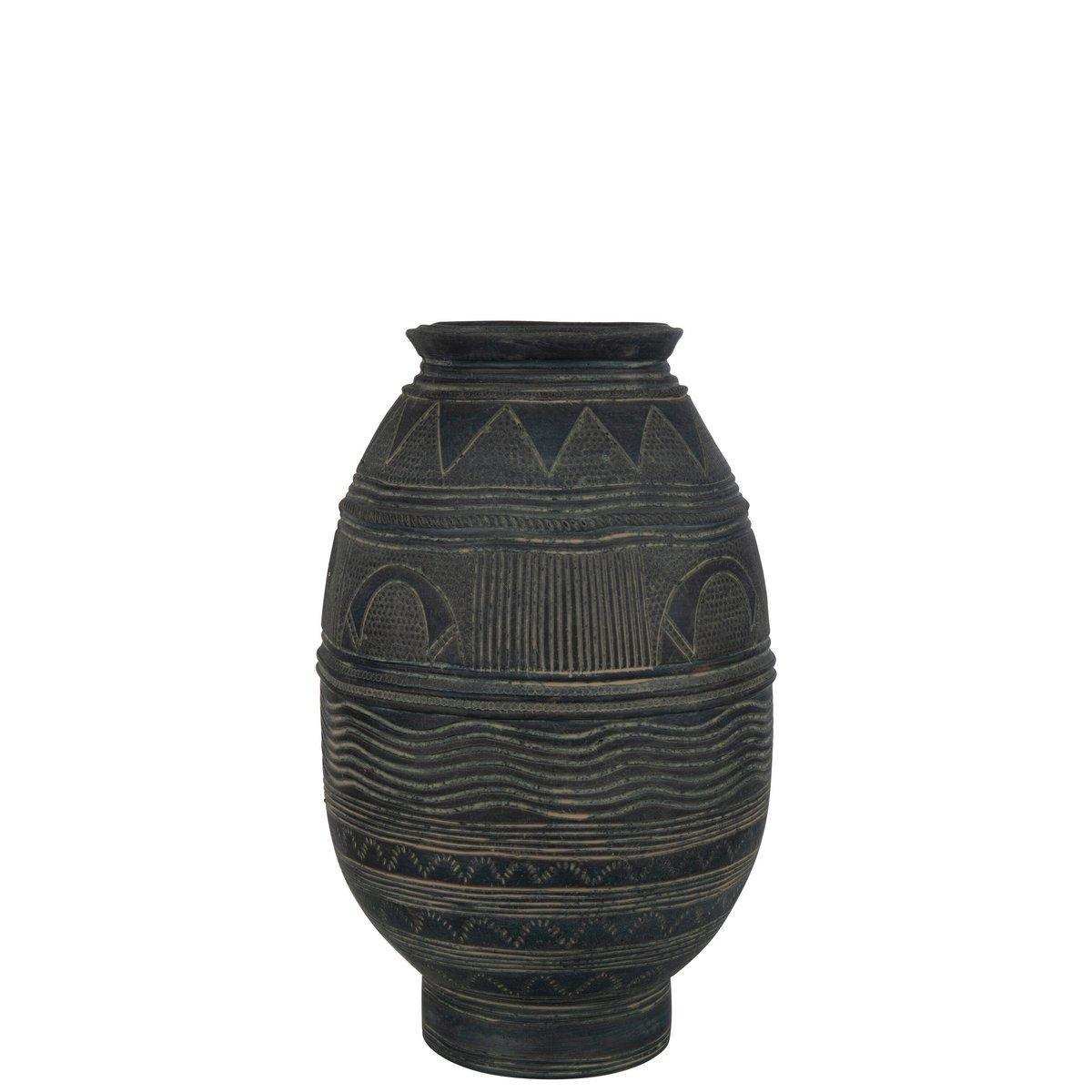 J-Line Vase Jar Circle – Zement – Schwarz/Braun – klein - HomeDesign Knaus