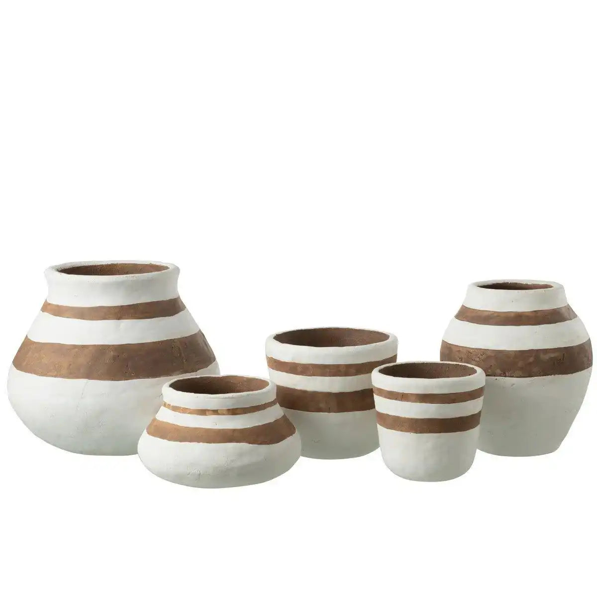 J-Line Vase Kenya - Keramik - weiß/braun - klein - HomeDesign Knaus